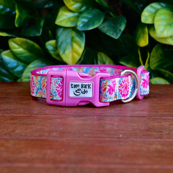 Pink Floral Dog Collar: XS-L