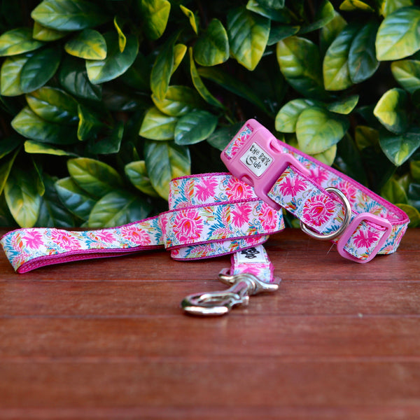 Pink Floral Dog Collar: XS-L