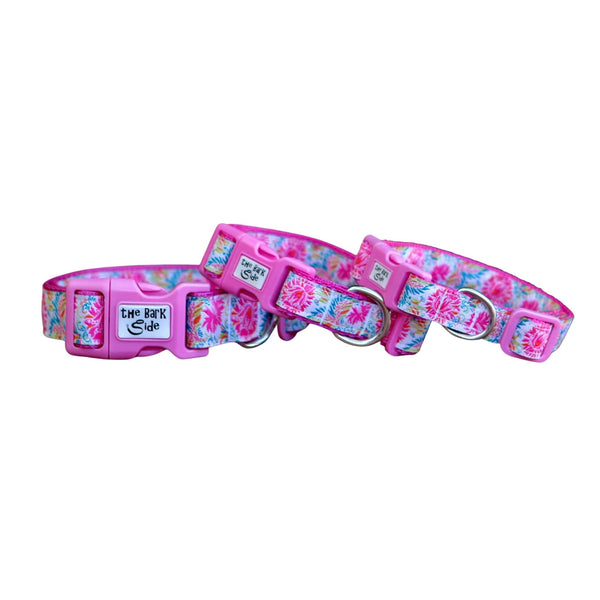Pink Floral Dog Collar: XS-L