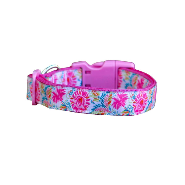 Pink Floral Dog Collar / XS - L