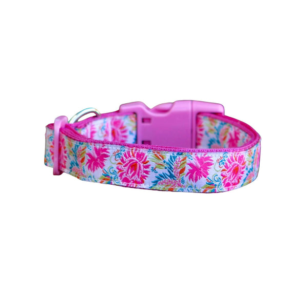 Pink Floral Dog Collar: XS-L