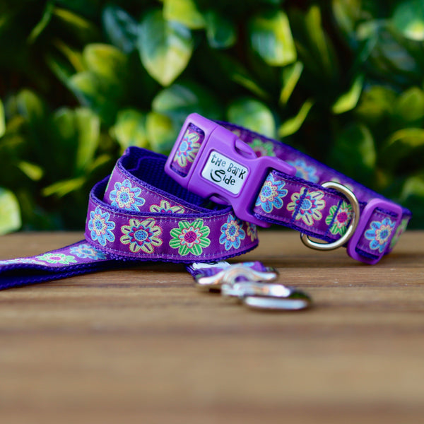 Purple Flower Dog Lead - Leash