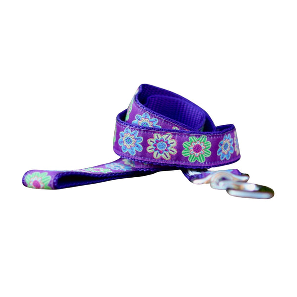 Purple Flower Dog Lead - Leash