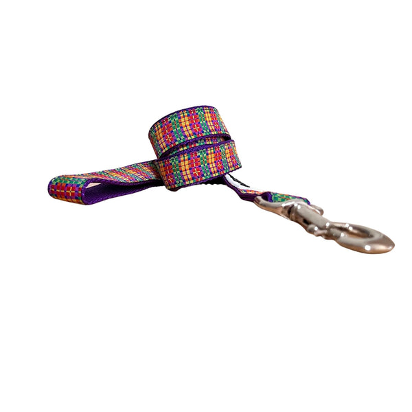 Rainbow Plaid Tartan Dog Lead - Leash