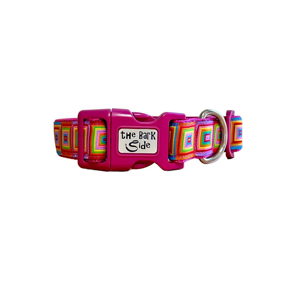 Rainbow Squares Dog Collar: XS-L