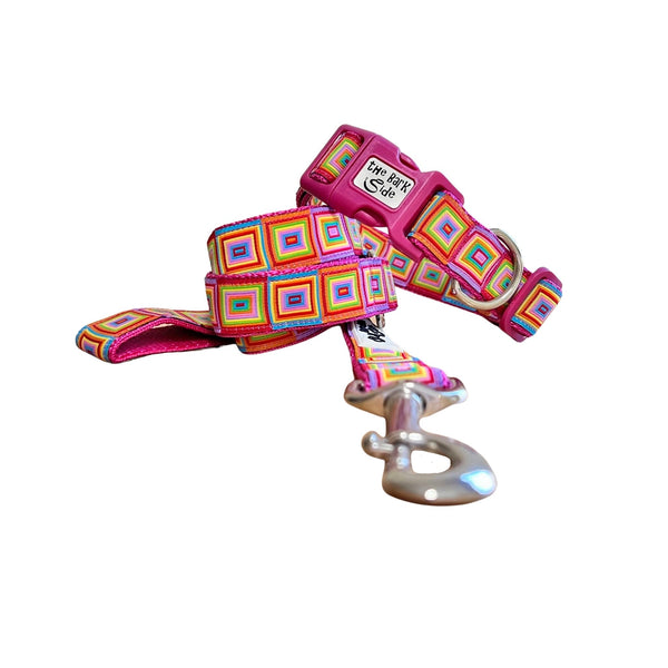 Rainbow Squares Dog Collar: XS-L