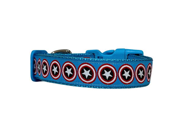 Captain America Inspired Dog Collar: XS-L