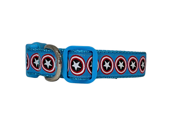 Captain America Inspired Dog Collar: XS-L