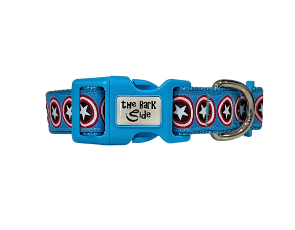 Captain America Inspired Dog Collar: XS-L