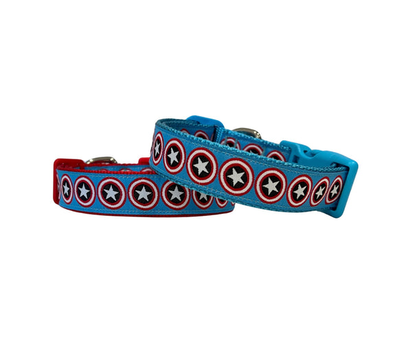 Captain America Inspired Dog Collar: XS-L