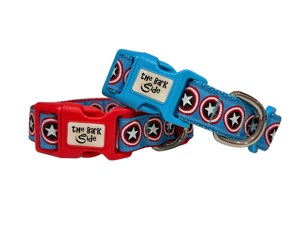 Captain America Inspired Dog Collar: XS-L
