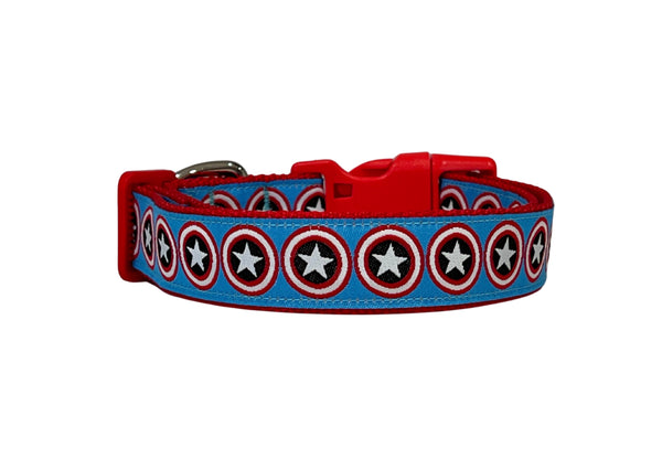 Captain America Inspired Dog Collar: XS-L