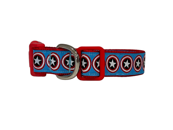 Captain America Inspired Dog Collar: XS-L