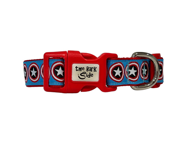 Captain America Inspired Dog Collar: XS-L