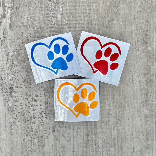 Love Heart & Dog Paw Print Decal / Sticker