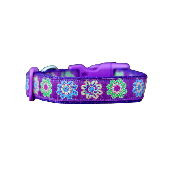 Purple Flower Dog Collar - Floral: XS-L