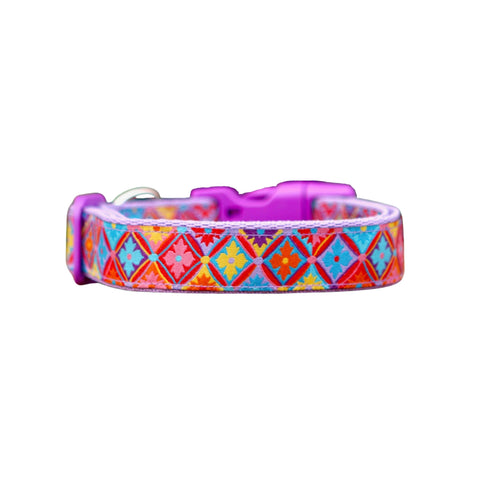 Purple Geometric Dog Collar / XS - L